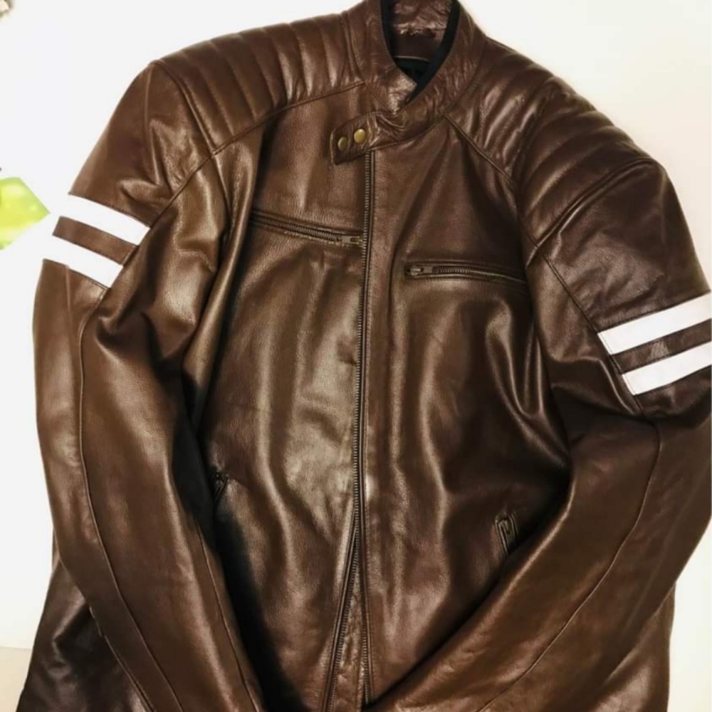 Armored Vented Leather Biker Jacket